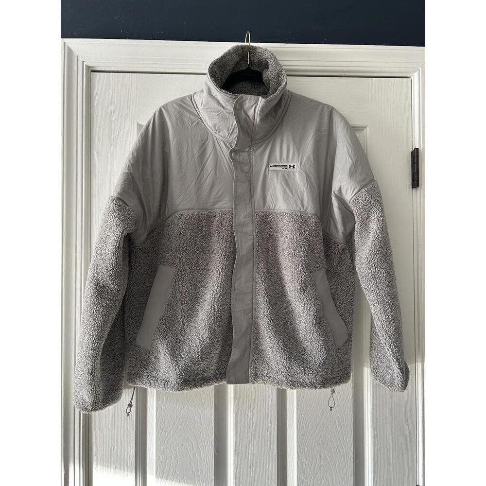 Under Armour Jacket Full Zip Gray Sherpa Athletic Training Women's Large